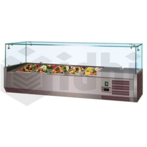 Vidhi stainless steel cold food display counter with 6 GN pans