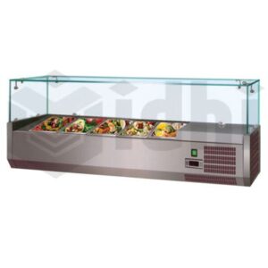 Vidhi stainless steel cold food display counter with 5 GN pans