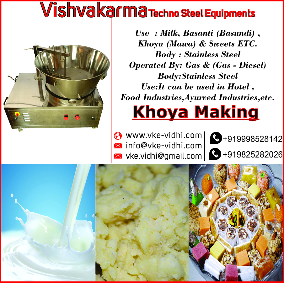 Vidhi Stainless Steel Khoya (Mawa) Basanti (Basundi) Sweets Making Machine