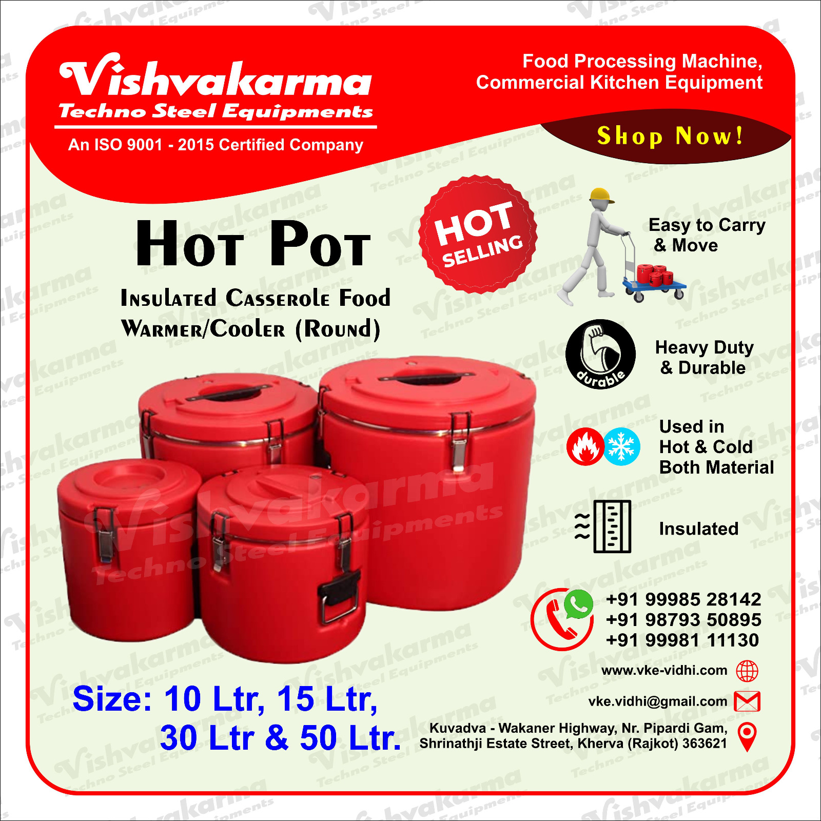 hot-pot insulated casserole food warmer/cooler – Vishvakarma Techno Steel  Equipments- Best commercial kitchen equipments manufacturer in  Rajkot,Vadodara,Surat,Ahmedabad,Junagadh,Bhavnagar,Jamnagar,Gujarat,India, Hotels, Restaurants, Canteens