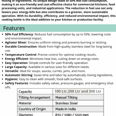 Cooking kettle with Agitator Mixer Energy Saving Bulk Cooking